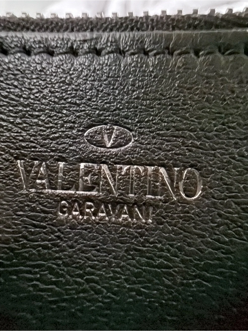 Valentino Garavani Rockstud Chevron Striped Print Zip Around Wallet